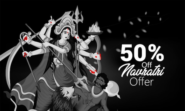 Illustration of Maa Durga for Navratri Festival of India Sale poster or banner