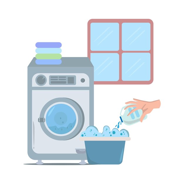 Vector illustration of machine wash