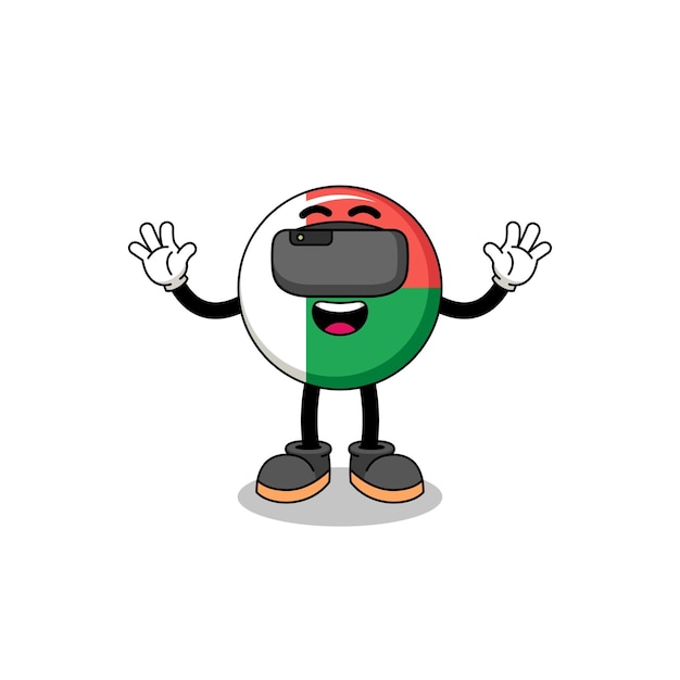 Illustration of madagascar flag with a vr headset