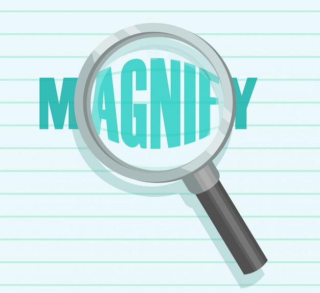 Vector illustration of magnifying glass o a magnified word