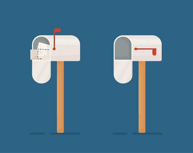 illustration of the mailbox concept. Open white mailbox