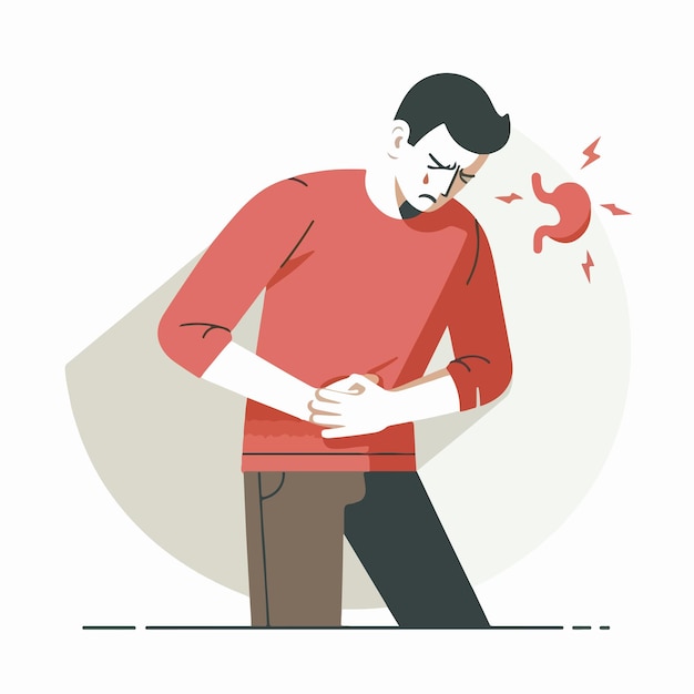 Premium Vector | Illustration of a man having a stomach ache in a flat ...