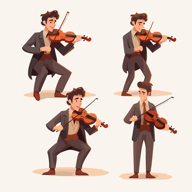 Vector illustration of a man holding a violin