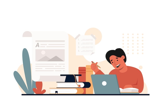illustration of a man opening a laptop