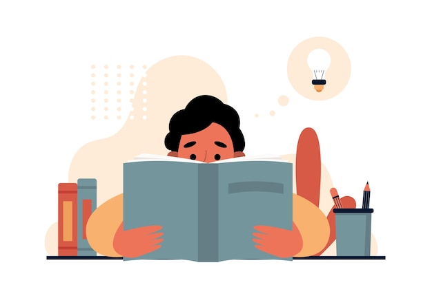 Illustration of a Man Reading a Book