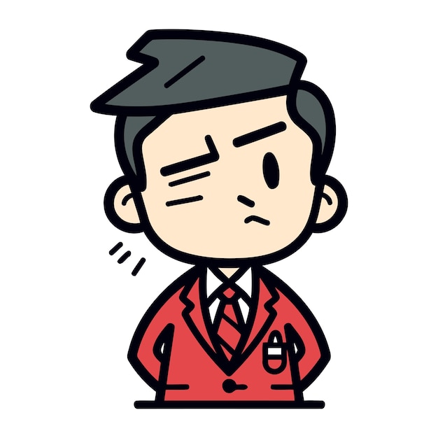 illustration of a man in a red suit feeling sad and depressed