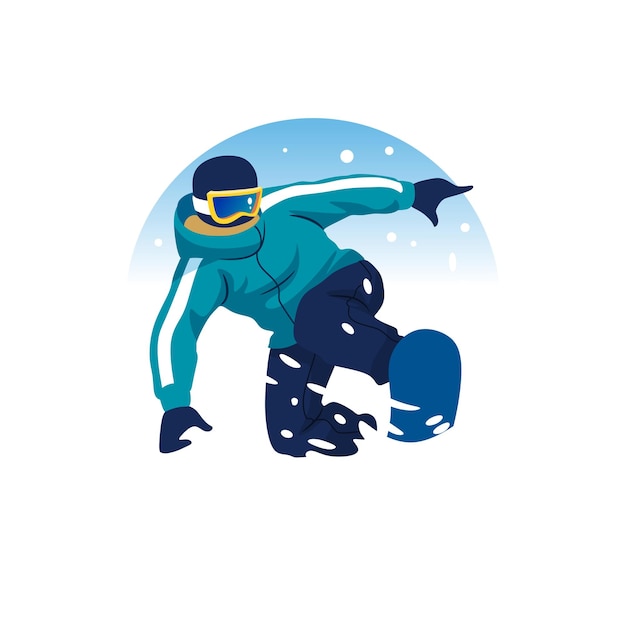 Vector illustration of a man skiing in winter