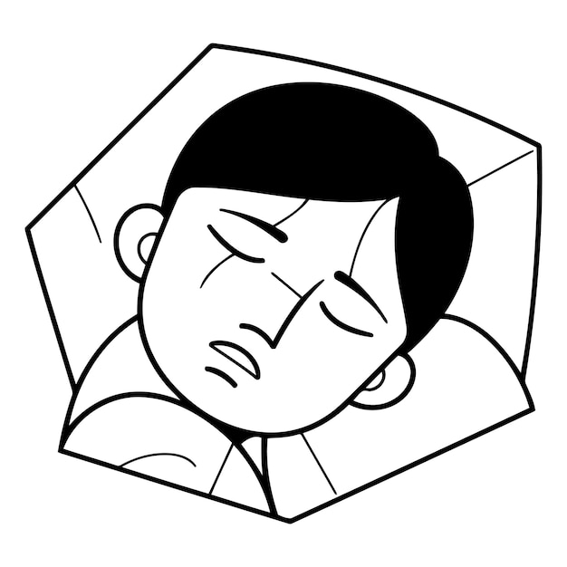 Vector illustration of a man sleeping in a box on a white background