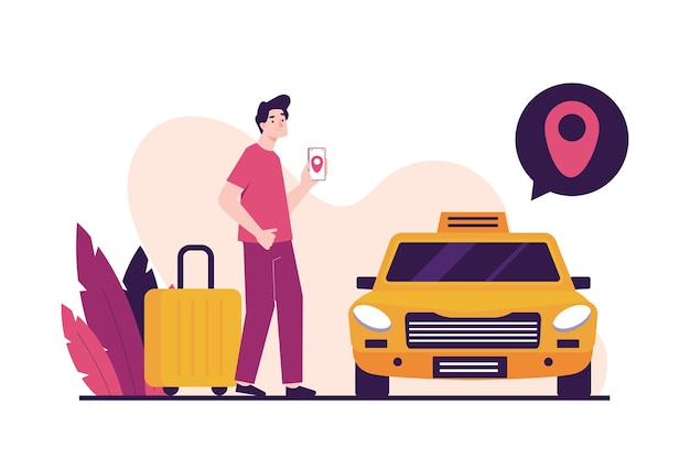 illustration of man waiting for car