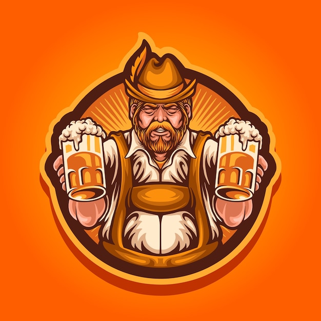 Vector illustration of man with double beer