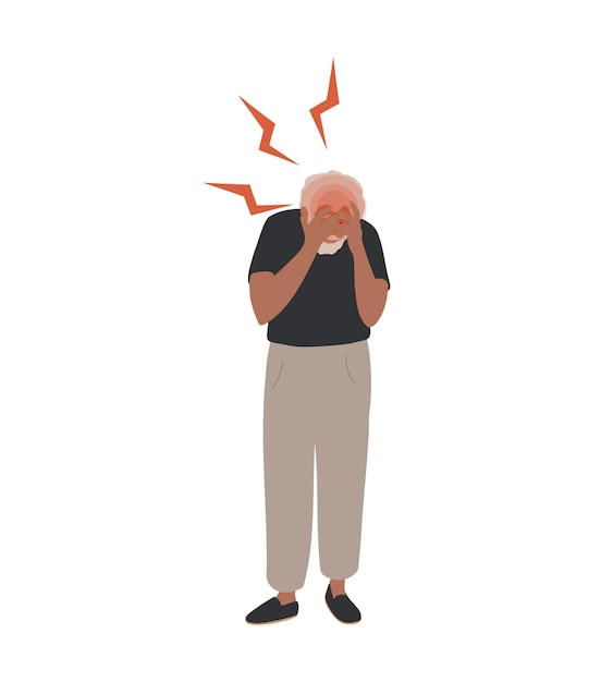 An illustration of a man with a headache.