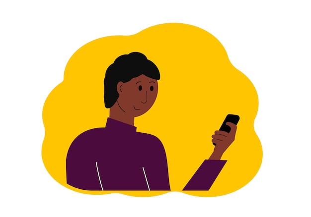 Illustration of a man with a mobile phone in his hand