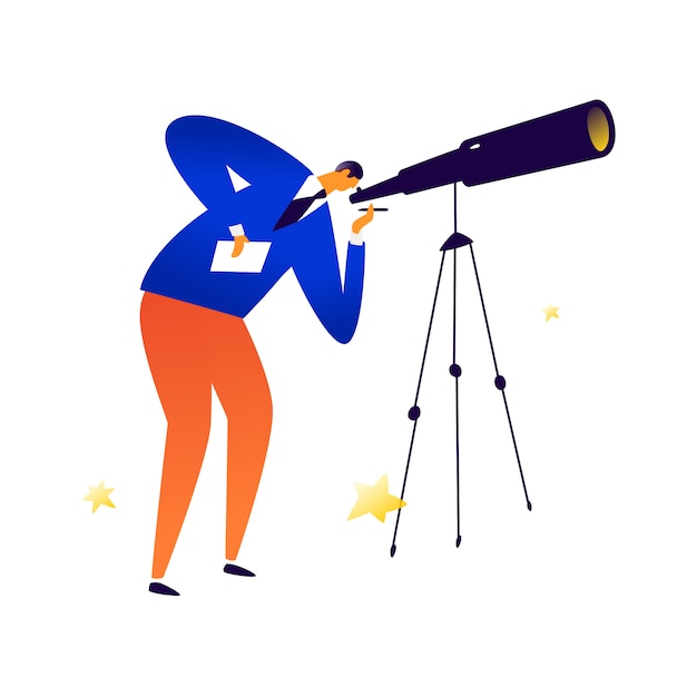 Illustration of a man with a telescope