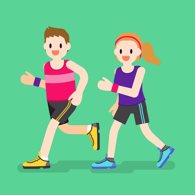 Illustration of man and woman jogging