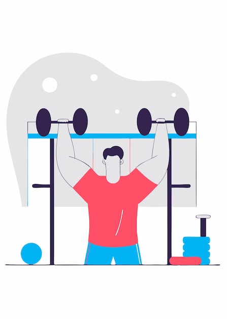 Illustration of Man Working Out Gym on white background