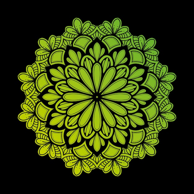 Illustrazione di mandala art decor design. con una sfumatura di verde chiaro e scuro molto naturale.