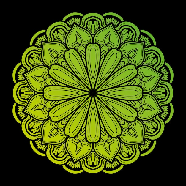 Vector illustration of mandala art decor design. with a gradient of light green and dark very natural.