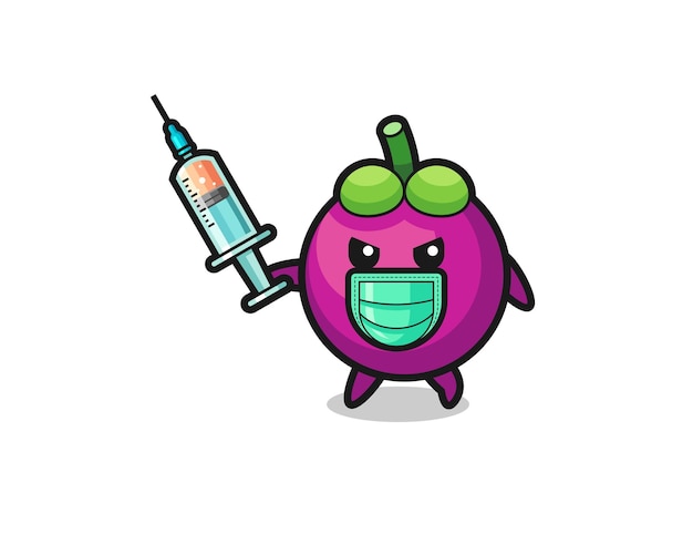 Illustration of the mangosteen to fight the virus cute design