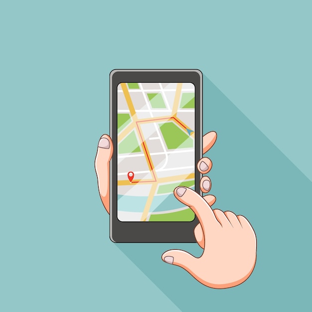 The illustration of the maps site in the smartphone