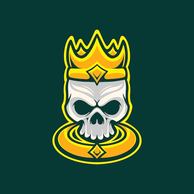 illustration mascot logo skull king with cartoon style