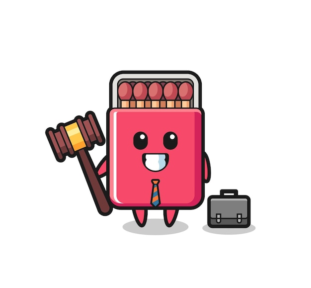 Vector illustration of matches box mascot as a lawyer