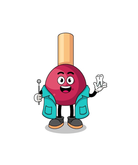 Illustration of matches mascot as a dentist