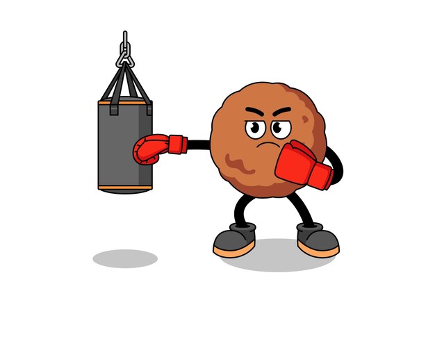 Vector illustration of meatball boxer character design
