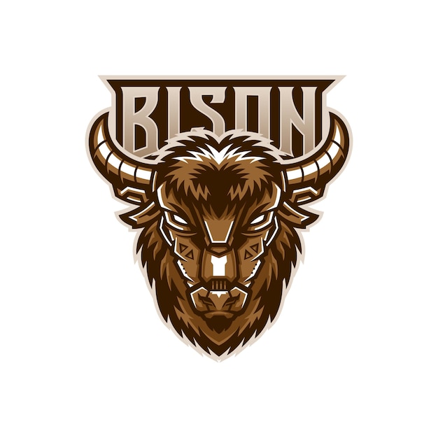 illustration of mecha bison head mascot