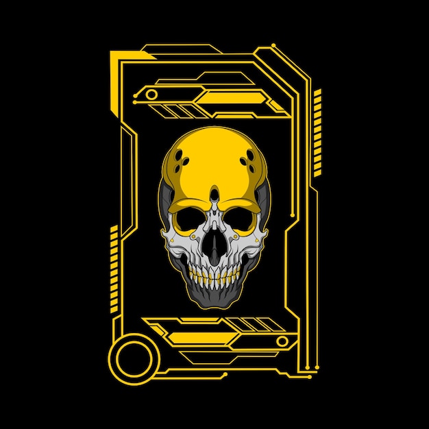 Vector illustration of mecha yellow skull