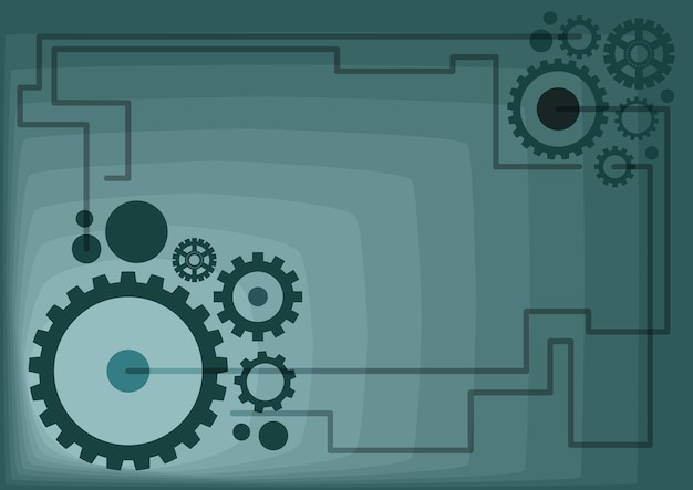 Vector illustration of mechanic gears connected to each other performing work drawing of cogwheels