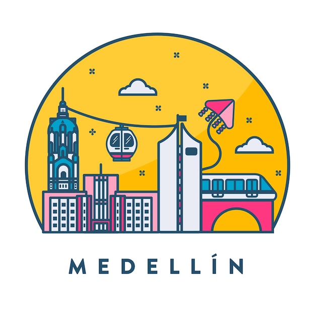 Vettore illustrazione città di medellín