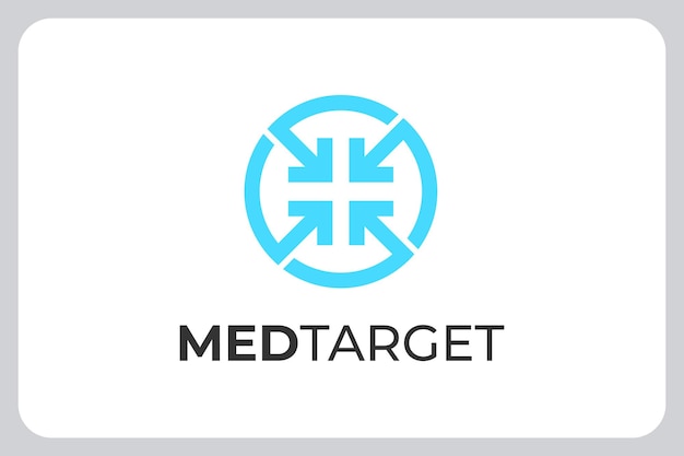 Illustration Medical center cross symbol with target aim focus arrow logo vector