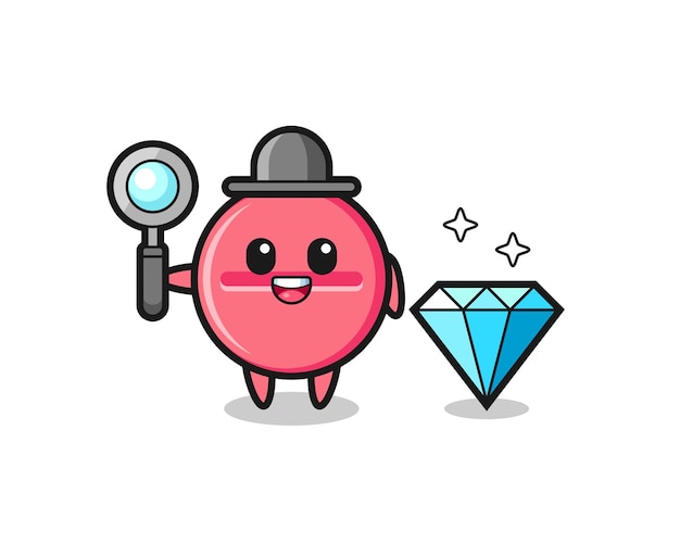 Illustration of medicine tablet character with a diamond , cute design