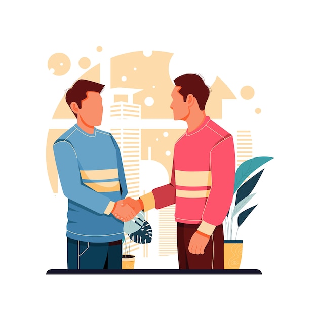 Illustration of men handshake