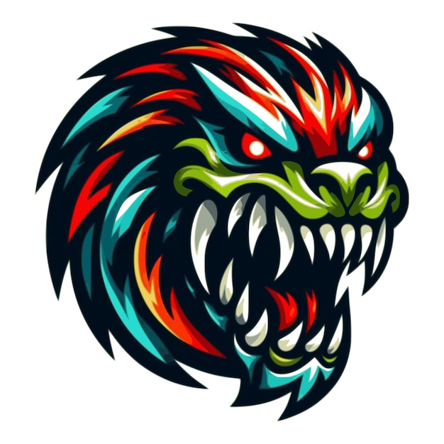 illustration of menacing monster head creature suitable for a logo esport gaming editable design