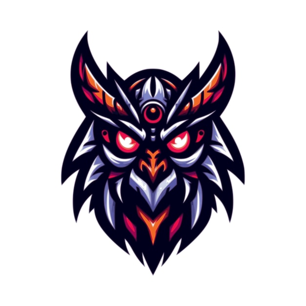 illustration of menacing owl creature suitable for a logo esport gaming editable design
