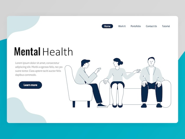 Illustration of mental therapy loneliness people counseling to psychiatrist website landing web page