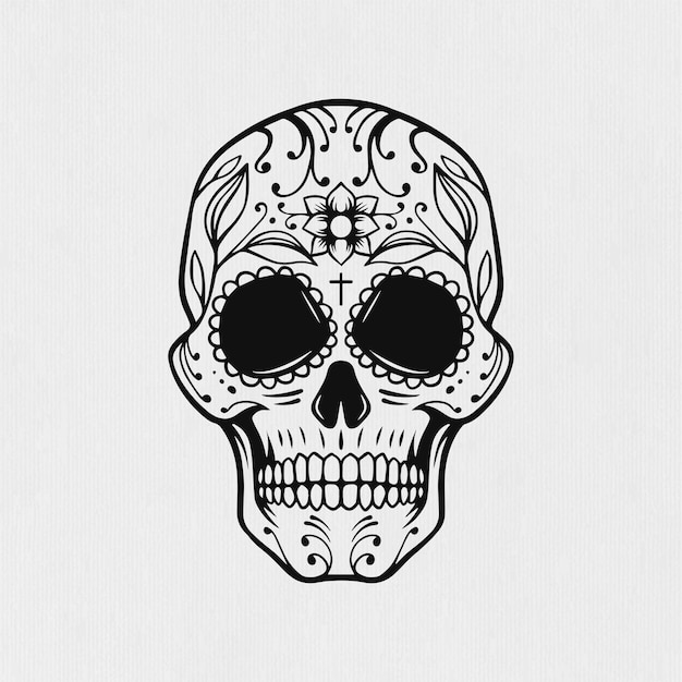 디아 데 모데스 (Dia de muertos) 를 위한 멕시코의 두개골 디자인의 일러스트레이션