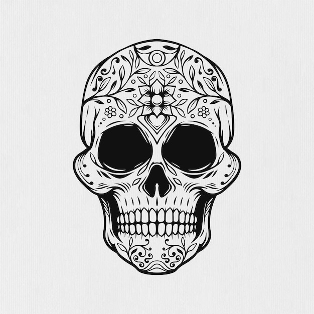 illustration of mexican skull design for dia de muertos