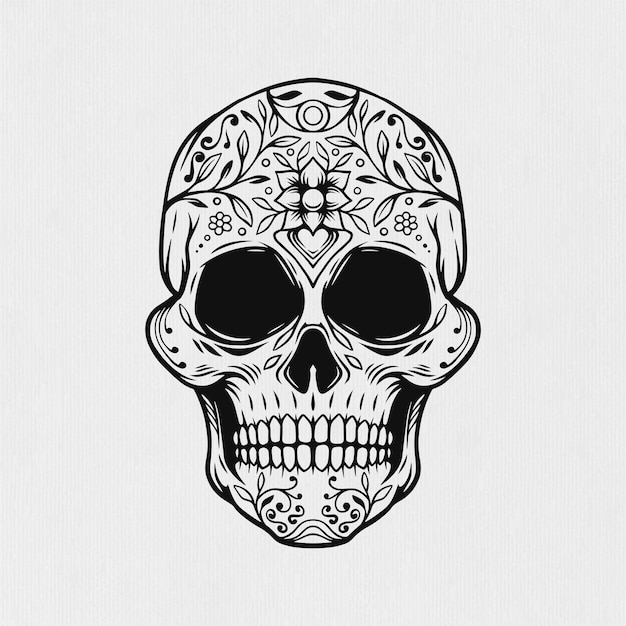 디아 데 모데스 (Dia de muertos) 를 위한 멕시코의 두개골 디자인의 일러스트레이션