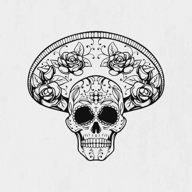 Illustration of Mexican skull design for Dia de muertos