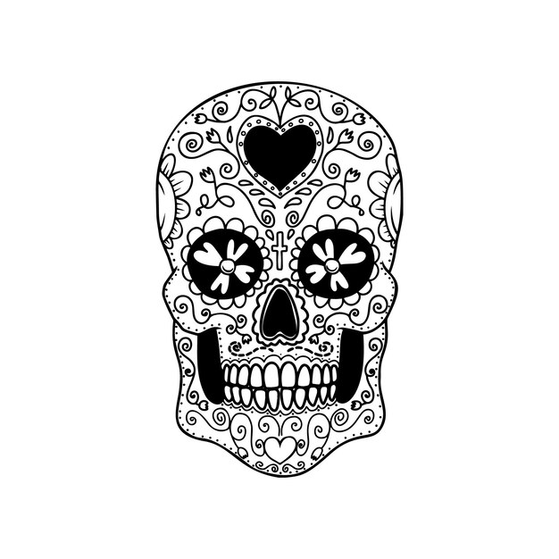 Vector illustration of mexican sugar skull design element for logo emblem sign poster card banner