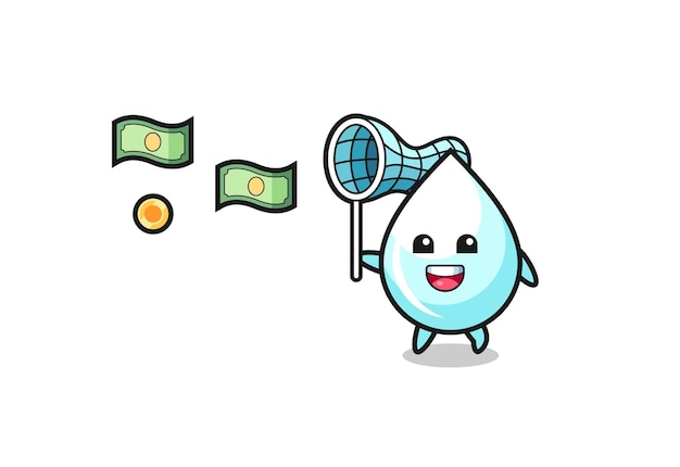 Illustration of the milk drop catching flying money cute design