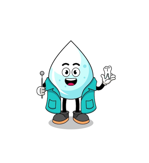 Illustration of milk drop mascot as a dentist