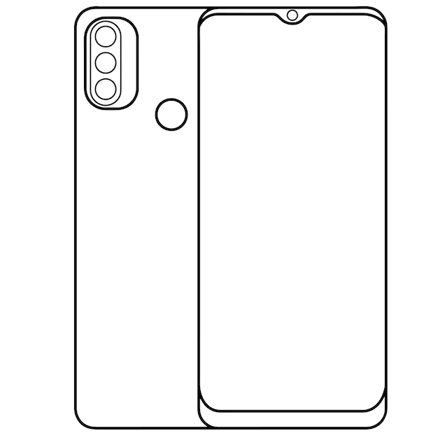 Illustrazione per mockup di telefoni cellulari davanti e dietro. risorsa grafica. vettore. alta qualità. schema