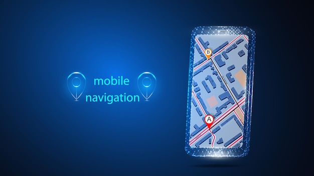  illustration of a mobile phone with an application for mobile navigation.