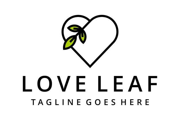 Illustration modern abstract heart or love sign with nature leaf logo design