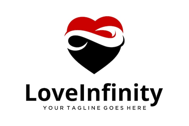 Illustration modern abstract infinity symbol on heart logo design vector