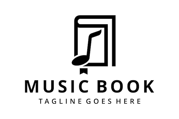 Illustration modern abstract music note sign connect with book education logo design template