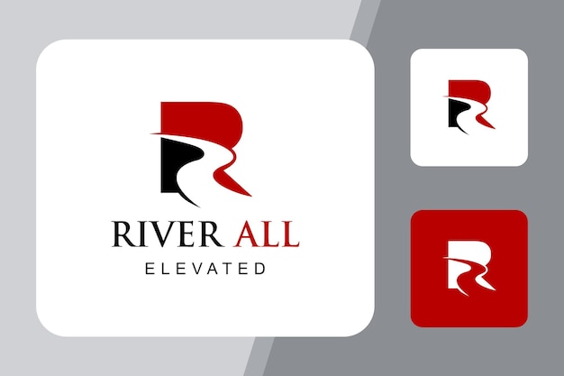 Illustration of modern abstract r sign with the sign of an abstract river inside logo design